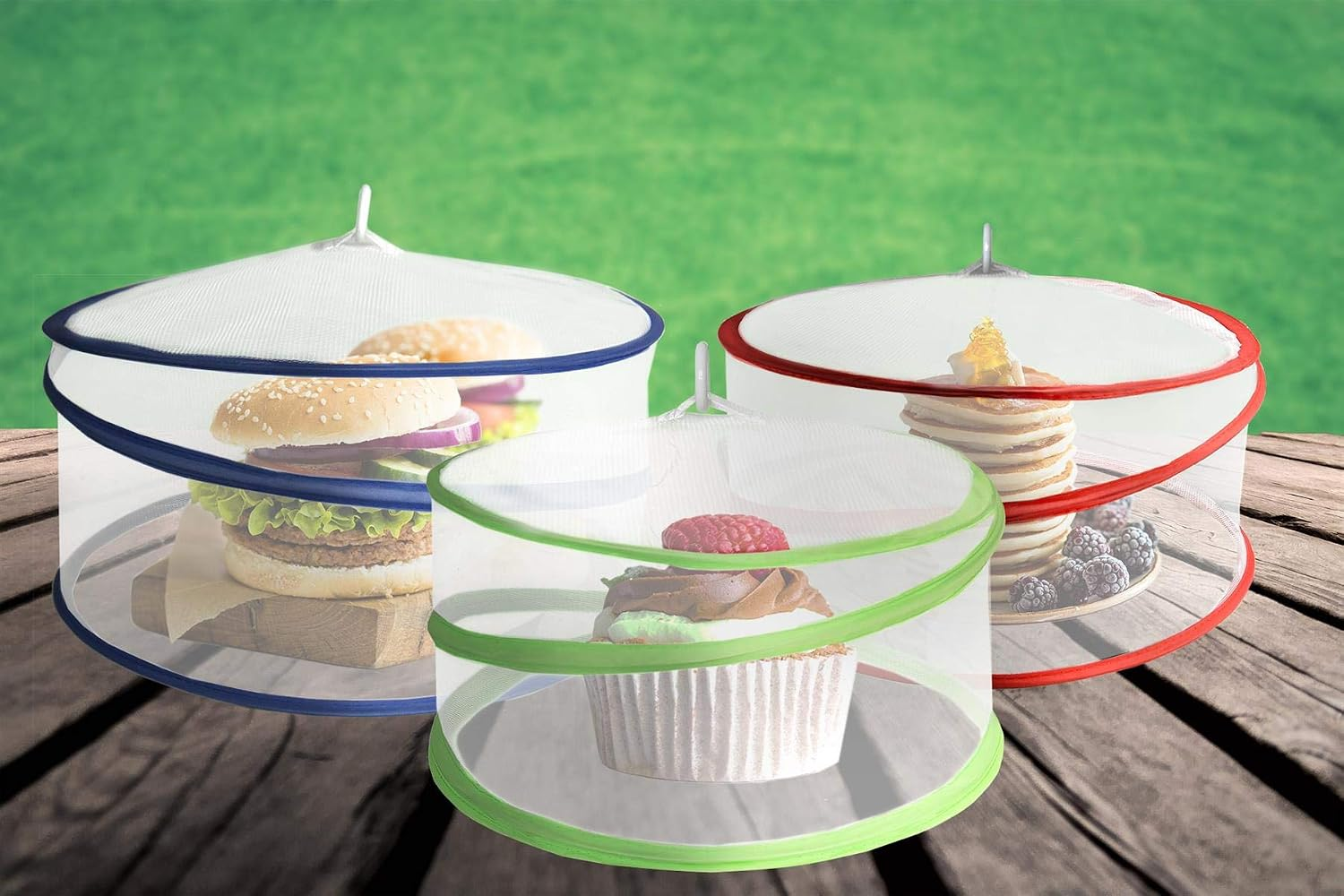3PCS Collapsible Mesh Food Covers, Reusable Pop-Up Food Tent Covers for Picnic, BBQ, Outdoor Dining and Kitchen Use