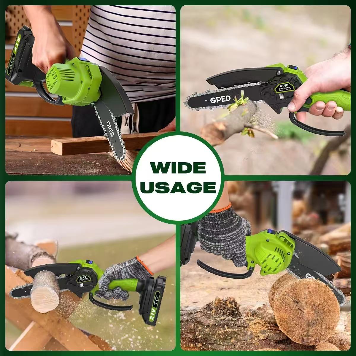Cordless Mini Chainsaw with Extension Pole – Portable Electric Tree Pruning Saw Kit