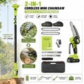 Cordless Mini Chainsaw with Extension Pole – Portable Electric Tree Pruning Saw Kit