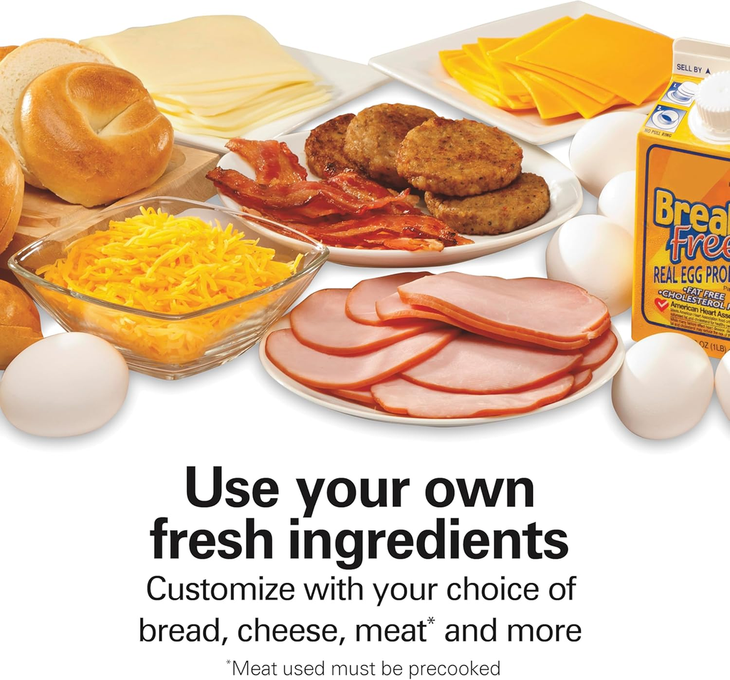 Open Box - Excellent | Hamilton Beach Dual Breakfast Sandwich Maker with Timer, Dual Cooking, Non-Stick Plates, Dishwasher Safe Parts, Silver
