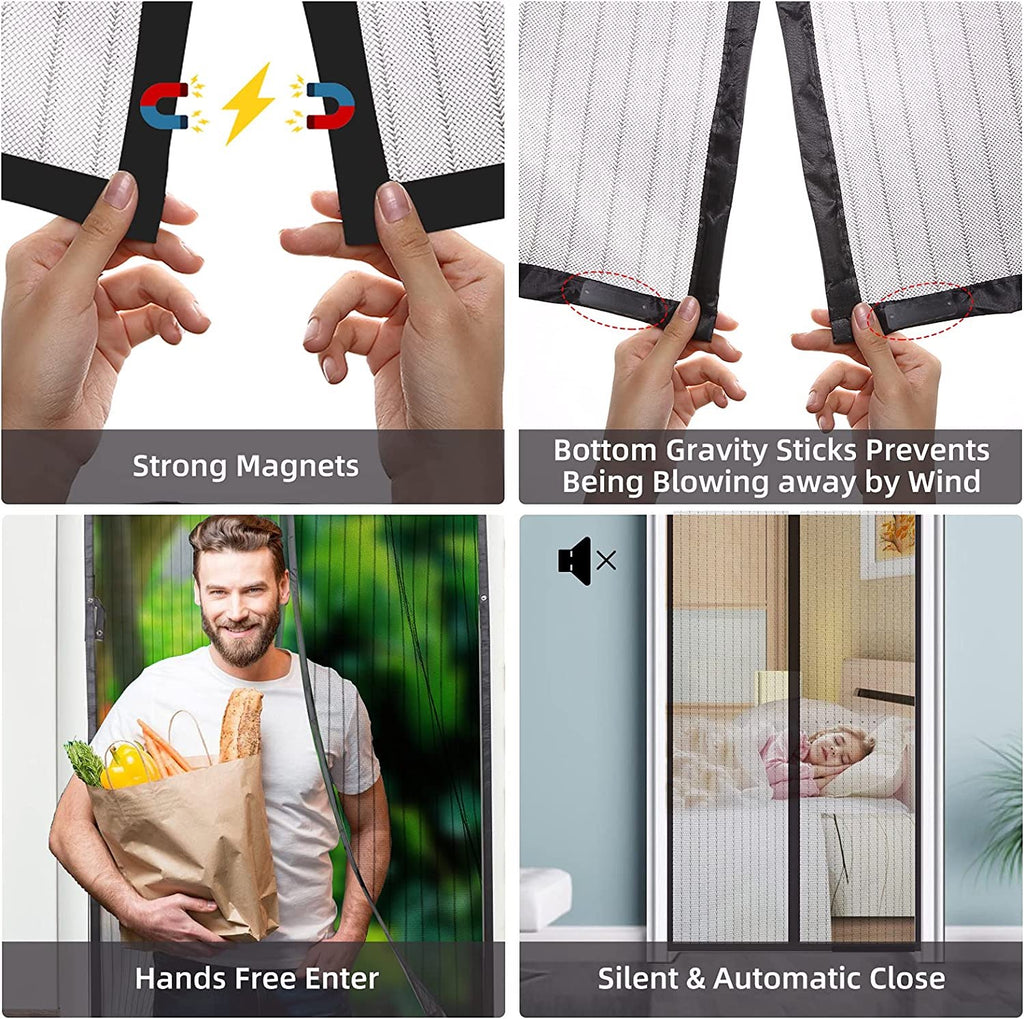 Magnetic Screen Door 39”×83” – Hands-Free Mesh Curtain with Full Frame Velcro & Auto Close