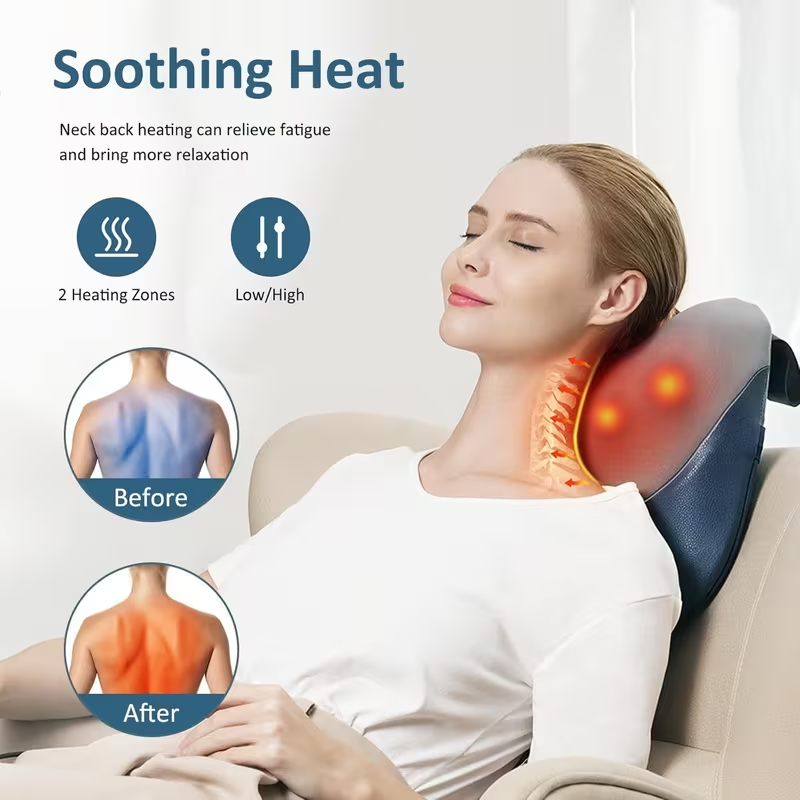 MOUNTRAX Multi-Use Shiatsu Massage Pillow with Heat for Neck, Back & Shoulders
