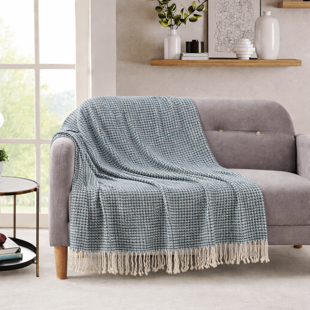 Bourina 100% Acrylic Throw Blanket – Soft Lightweight Couch & Bed Blanket, Decorative Knit, 50 x 60 Inches