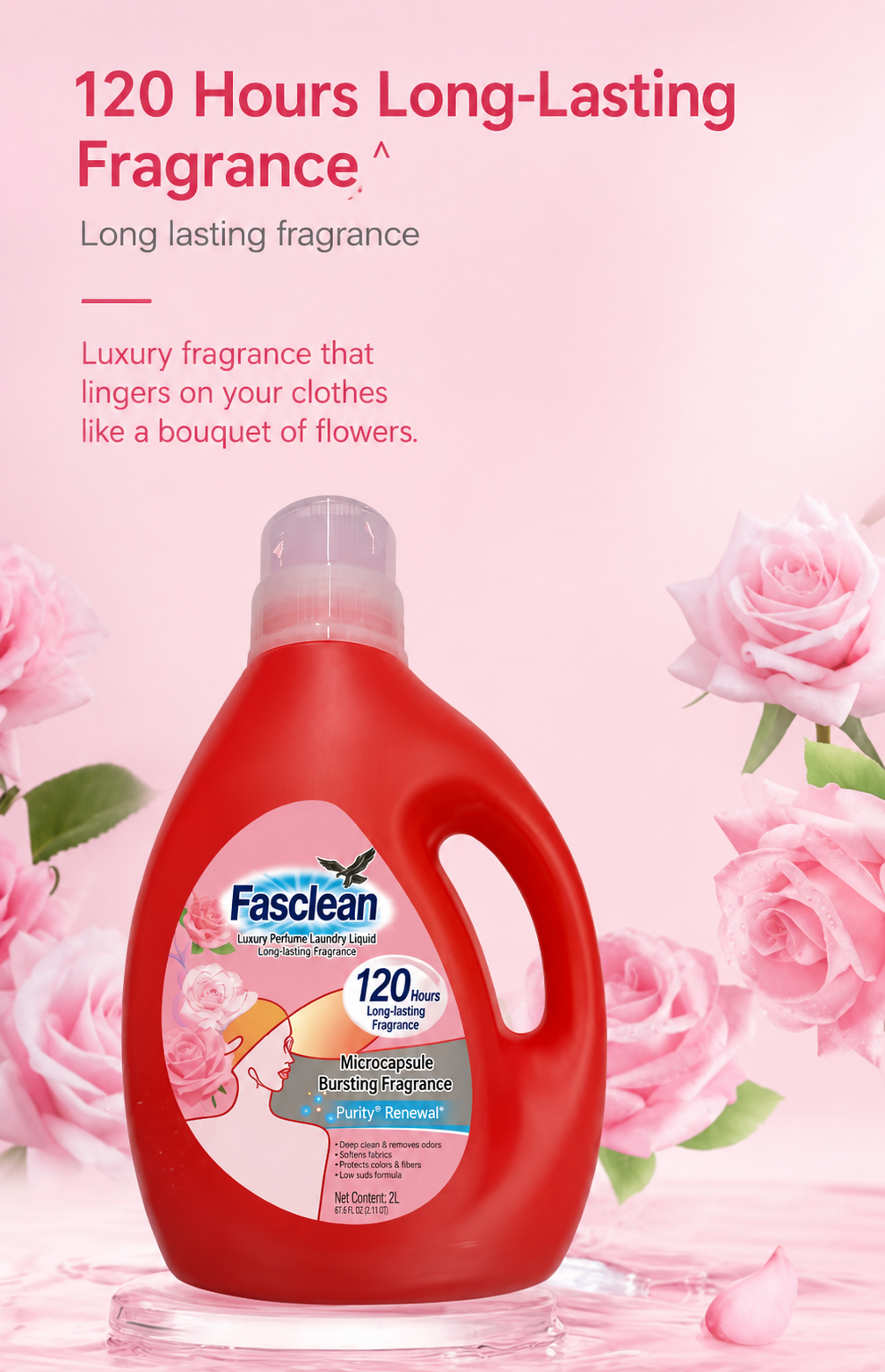 Fasclean Luxury Perfume Laundry Liquid 2L, Long-Lasting Fragrance Fabric Care Detergent for Clothes & Bedding