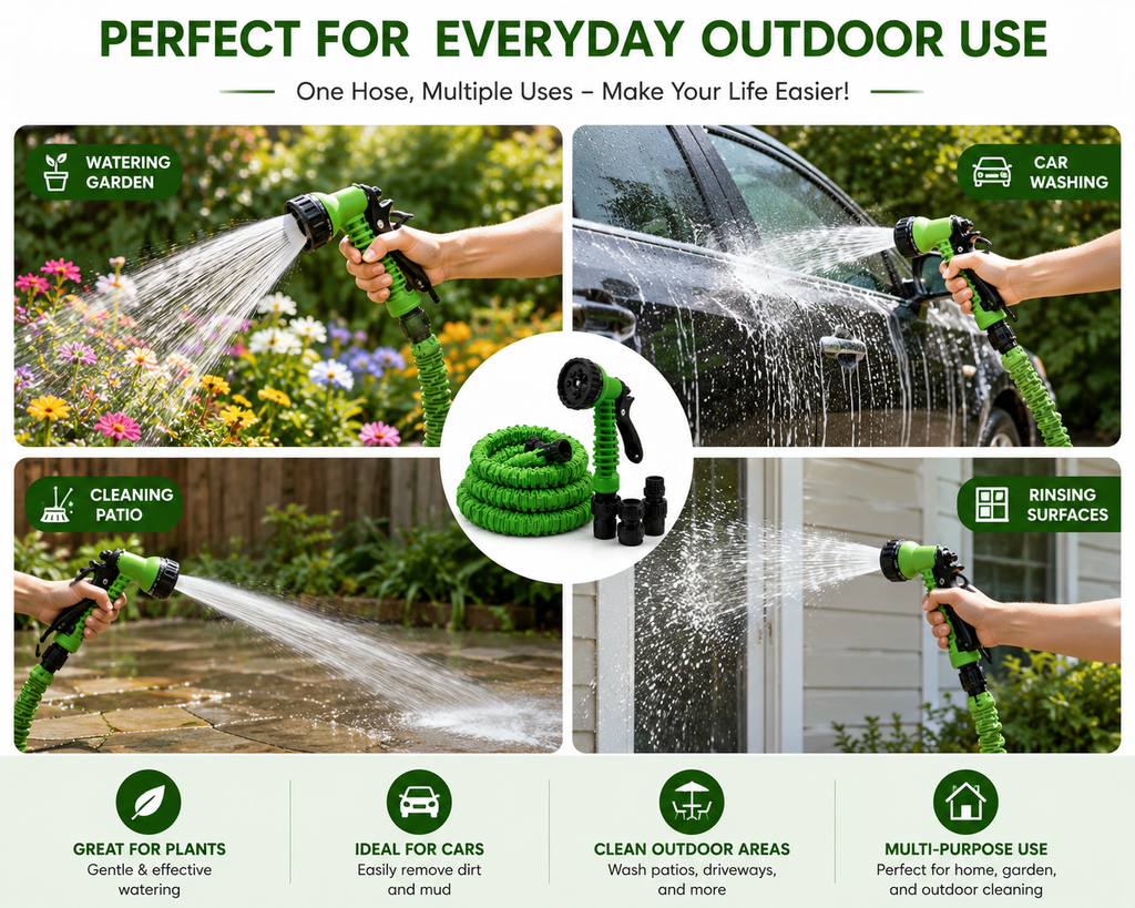 Expandable Garden Hose with 7-Pattern Spray Nozzle, Flexible Lightweight Water Hose with Storage Bag, 50 ft