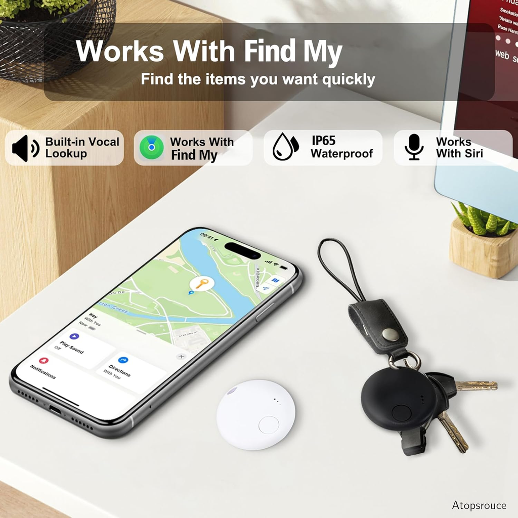 Bluetooth Item Tracker 4 Pack – Smart Key Finder Compatible with Apple Find My, GPS Locator for Keys, Wallet, Luggage & Pets