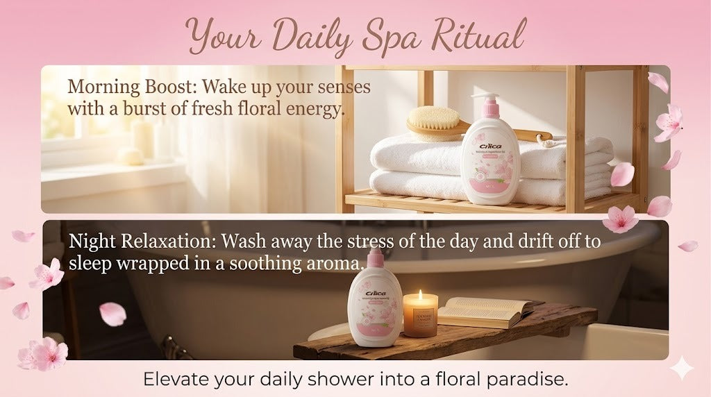 Cnice Floral Scent Body Wash, 1L Cherry Blossom Fragrance Shower Gel, Gentle Daily Cleansing Body Wash for Smooth & Fresh Skin Feel