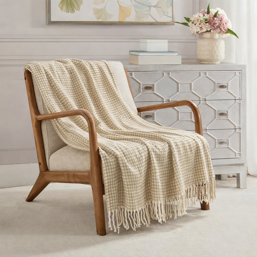 Bourina 100% Acrylic Throw Blanket – Soft Lightweight Couch & Bed Blanket, Decorative Knit, 50 x 60 Inches