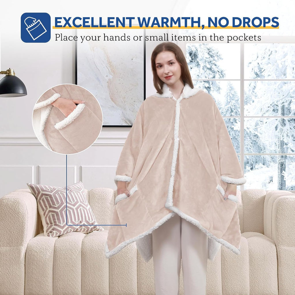 Sealy Wearable Electric Heated Hoodie Poncho, 50 x 60 in.