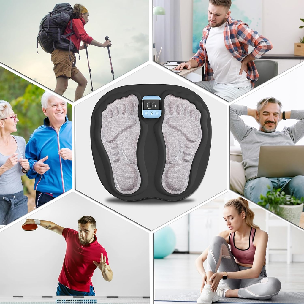Portable Electronic Foot Massage Mat with Adjustable Modes, 19 Intensity Levels and USB Rechargeable Controller