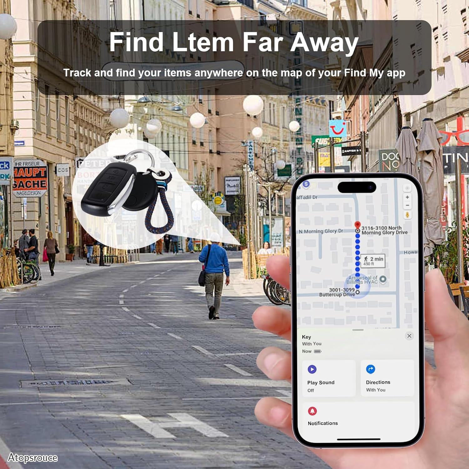 Bluetooth Item Tracker 4 Pack – Smart Key Finder Compatible with Apple Find My, GPS Locator for Keys, Wallet, Luggage & Pets