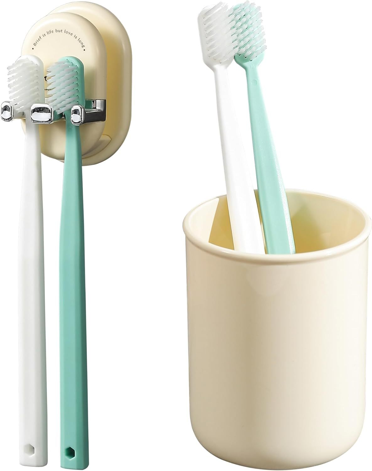 Multifunctional Wall Mounted Toothbrush Holder with Cup – Suction Bathroom Organizer for Toothbrush and Toothpaste