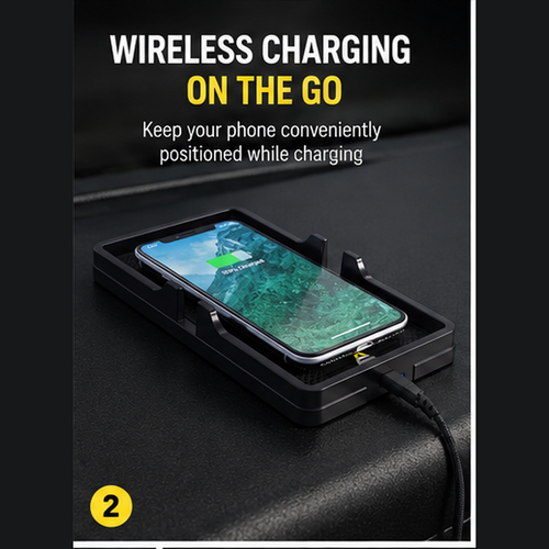 All Conditions Rugged Car Dash Wireless Charging Pad – 10W Fast Charge, Anti-Slip Design