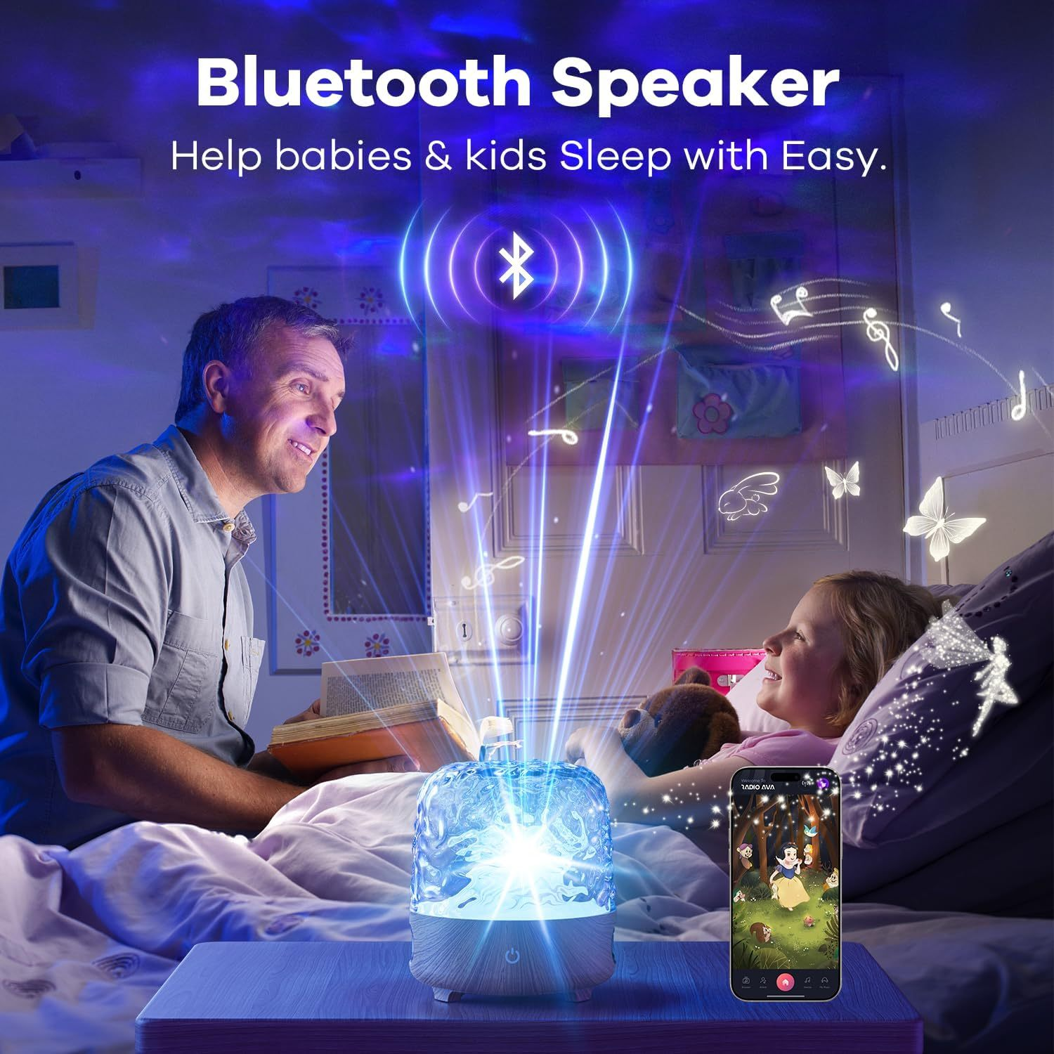 Bluetooth Speaker with Northern Lights Projector 9 Colors Ocean Wave Projector with Remote 3 Modes Galaxy Projector for Bedroom Night Light for Kids Christmas Decorations