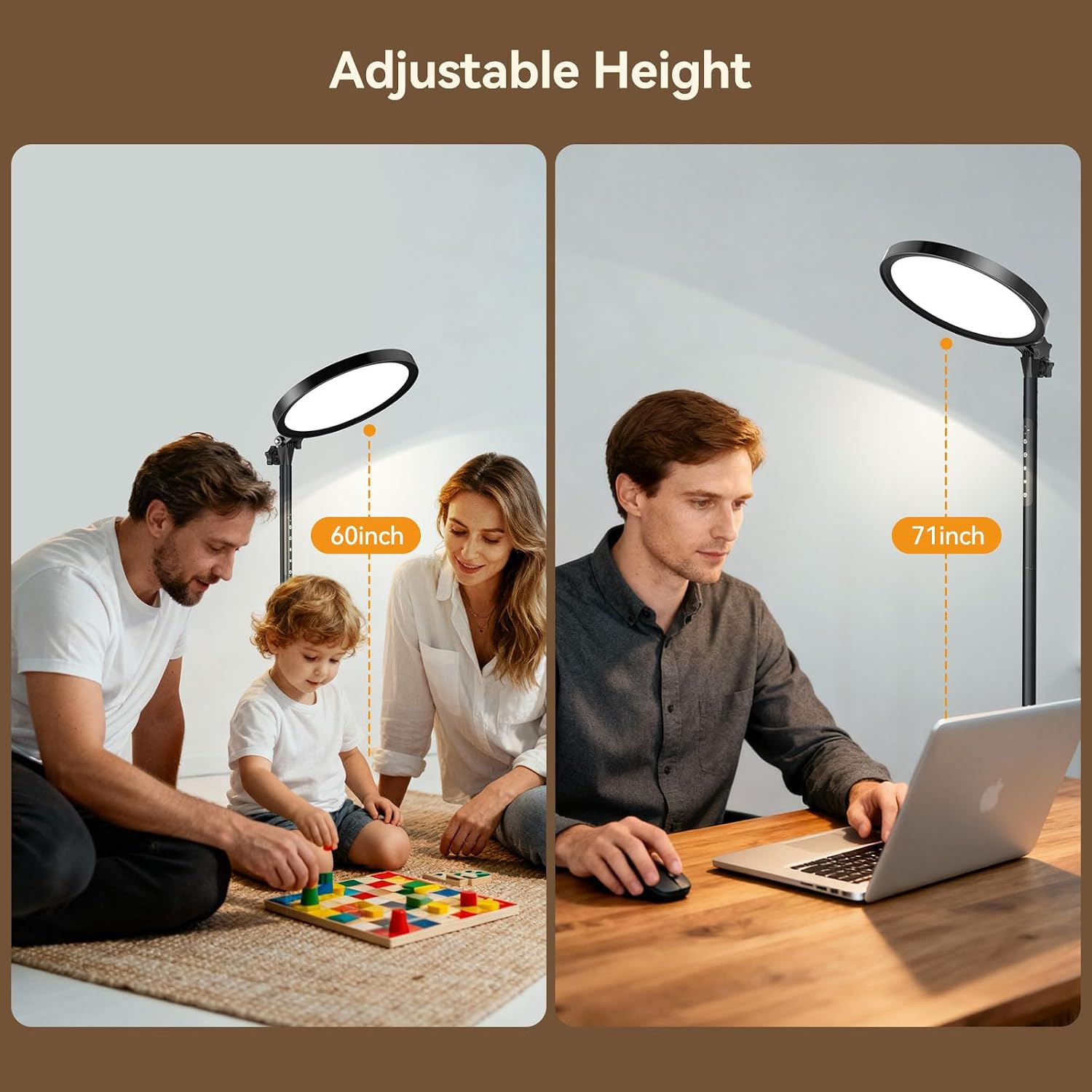 12000 Lux UV-Free Full Spectrum Floor Lamp with Remote, Touch Control, Adjustable Height, Timer, 4 Color Temperatures & 5 Brightness Levels