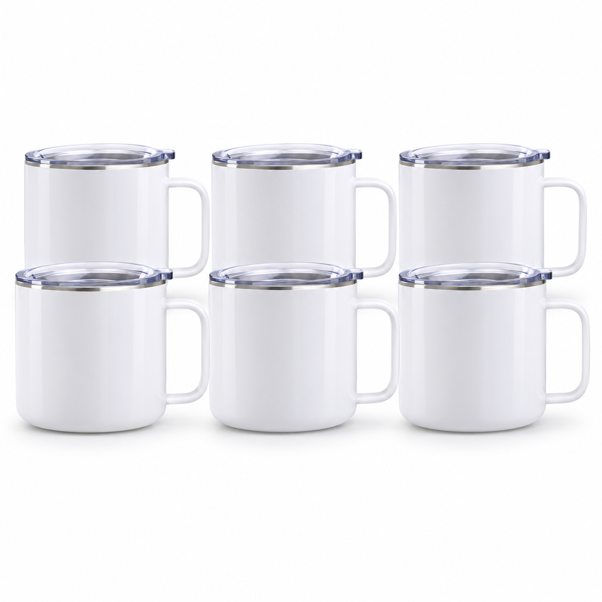 14 oz White Stainless Steel Insulated Coffee Mugs with Handles & Lids（56*54*25）