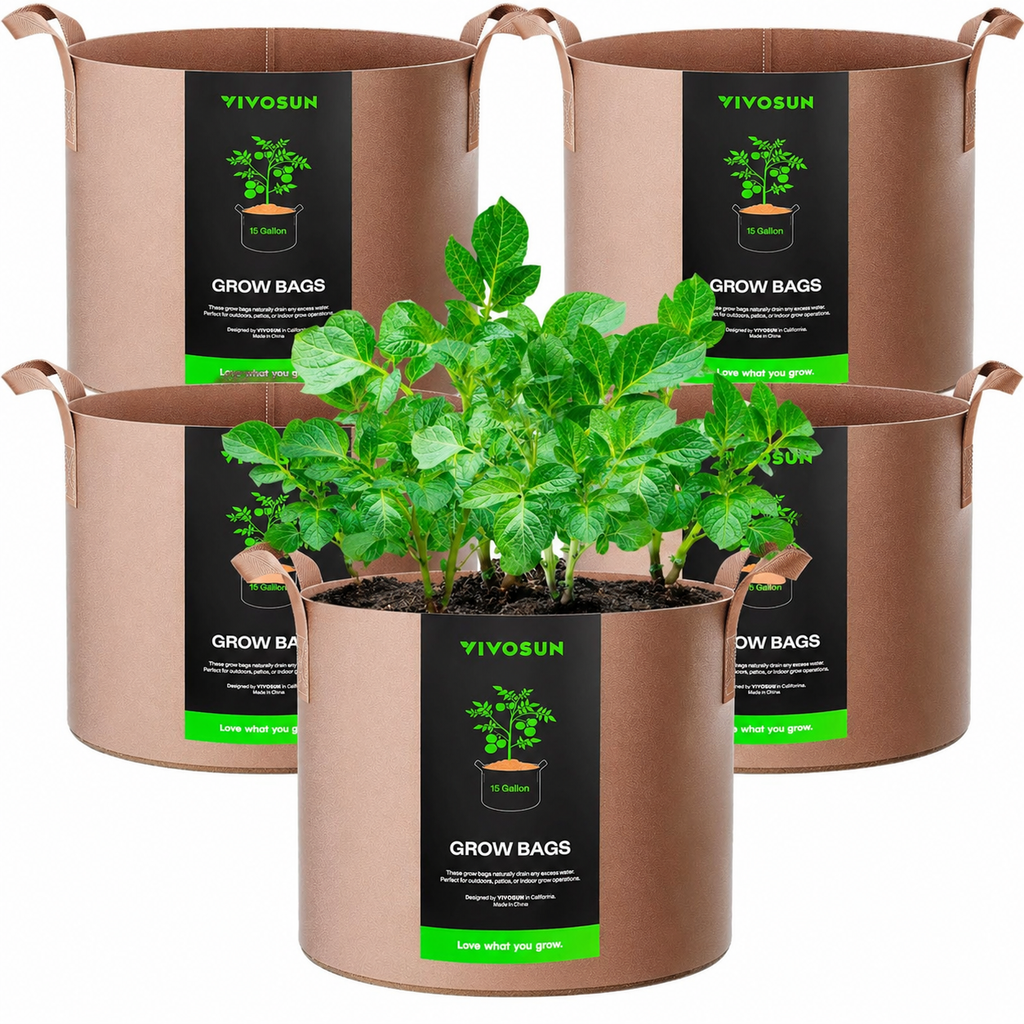 Fabric Grow Bags with Handles, Thickened Breathable Plant Pots, Nonwoven Garden Planters for Vegetables, Flowers, Indoor & Outdoor Gardening