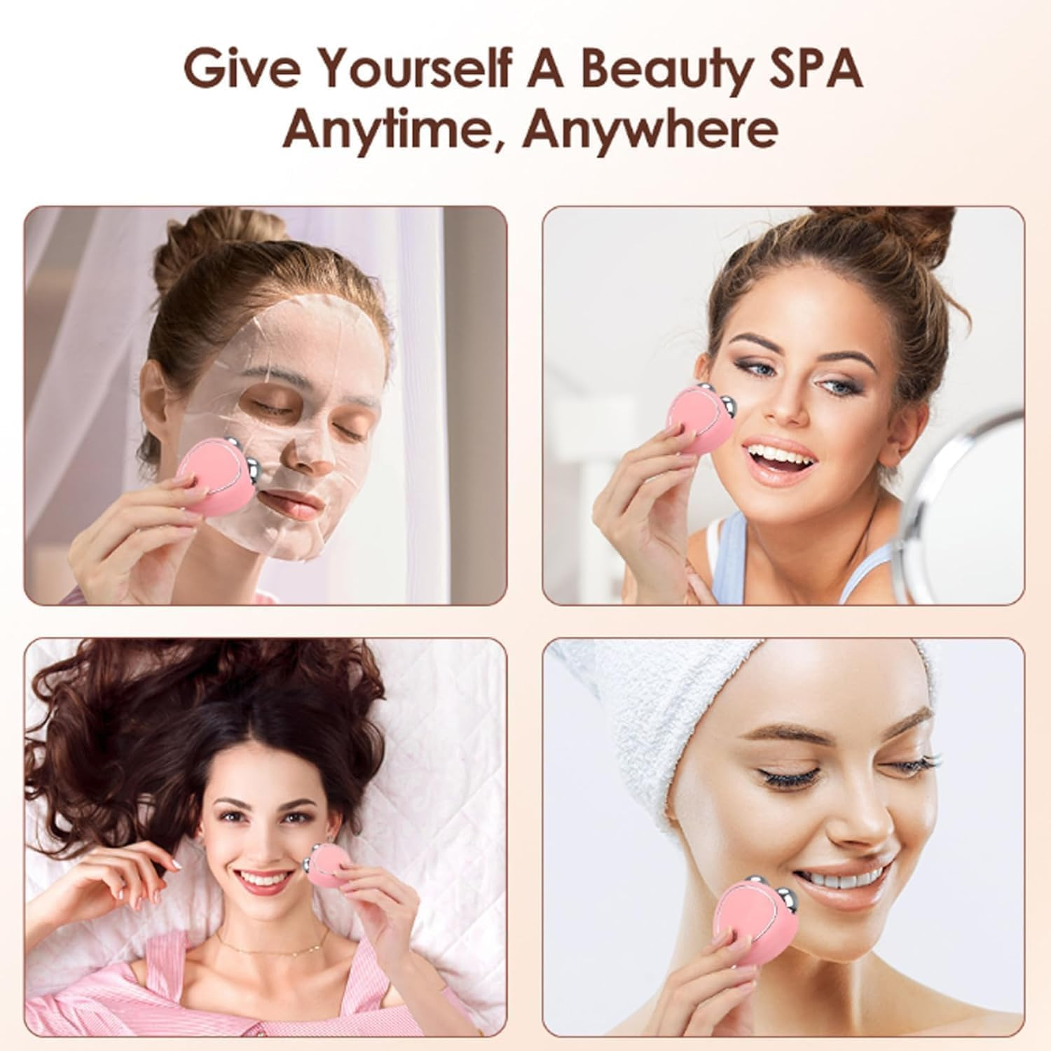Skindion Levantamiento Facial, Skindion - Skindion Levantamiento Facial Con Microcorriente Antiarrugas, Rouleau de dispositif facial à microcourant, Mini masseur à rouleau USB, Anti-âge (White)