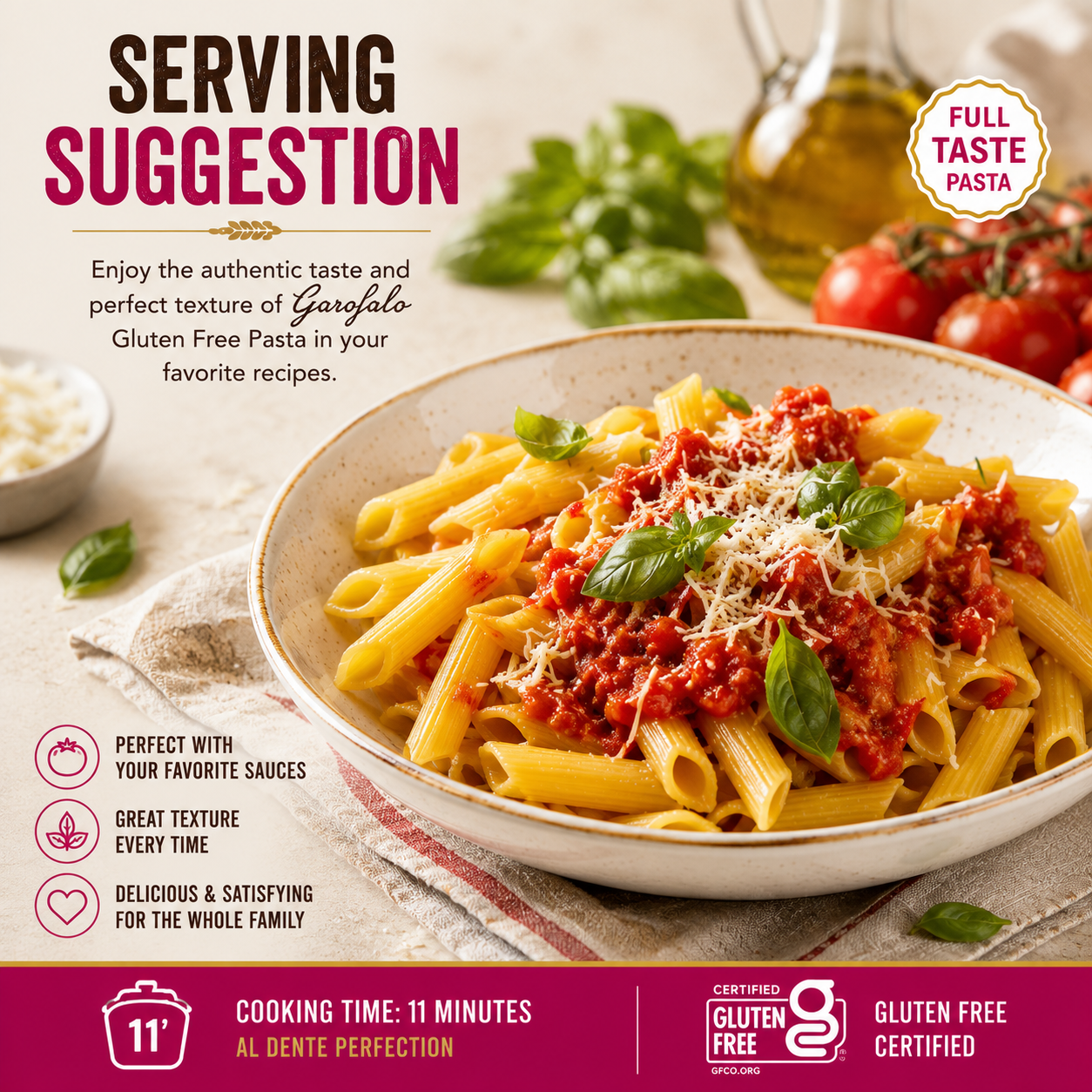 Gluten Free Penne Rigate #70 Pasta, Italian Style Tube Pasta, 2-Pack, 500g Each