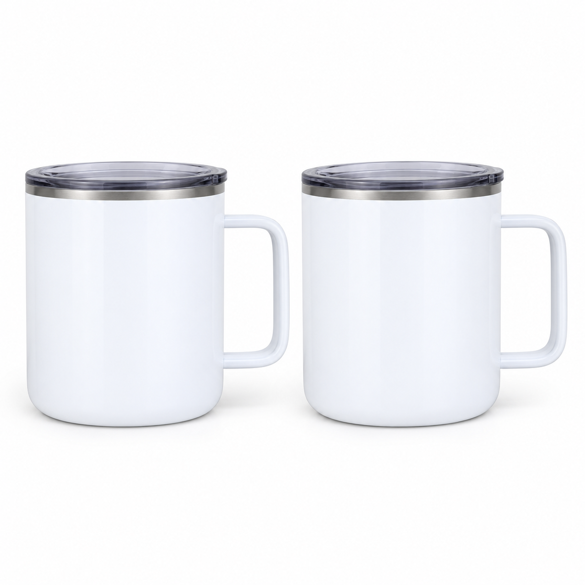 12 oz White Stainless Steel Insulated Coffee Mugs with Handles & Lids（56*56*27）