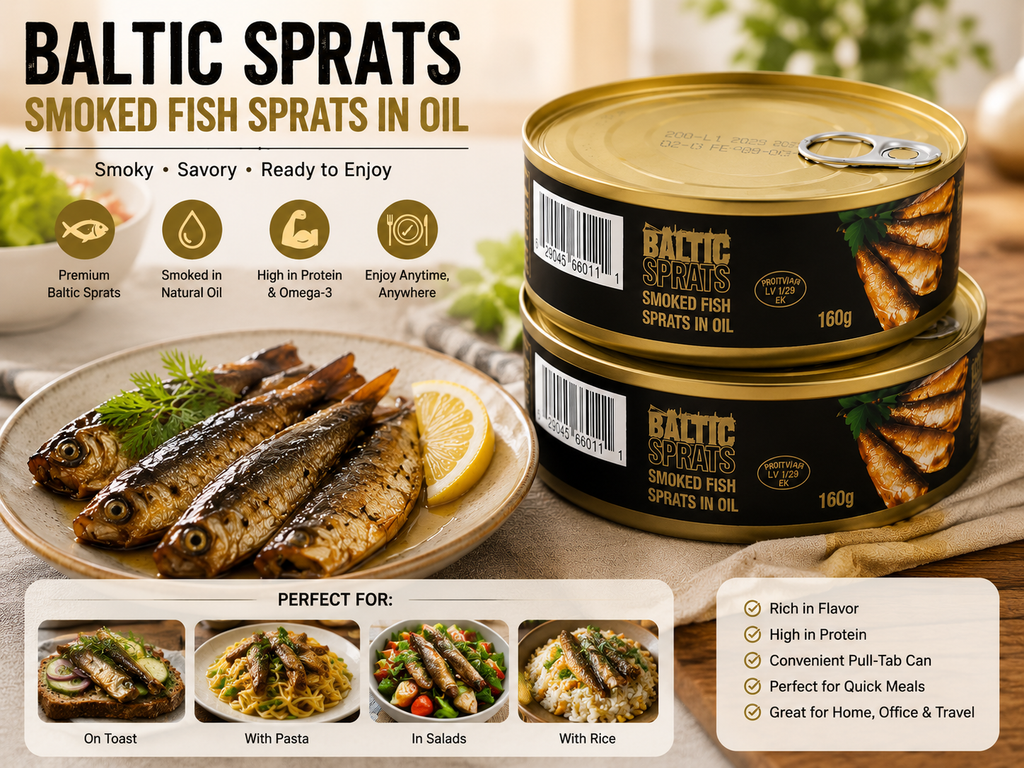 Baltic Smoked Fish Sprats in Oil 160g x2 – Ready to Eat Premium Baltic Seafood Snack | Best Before Feb 03, 2029