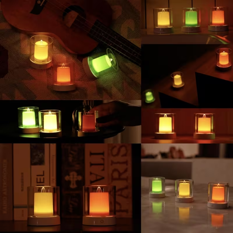 Rechargeable LED Flameless Candles (3 Pack) – Color Changing Ambient Lights with USB Charging, Safe Flickering Decorative Lights for Home, Bedroom & Holidays