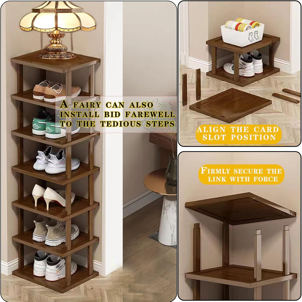 12-Tier Bamboo Shoe Rack – Stackable Freestanding Shoe Storage Organizer