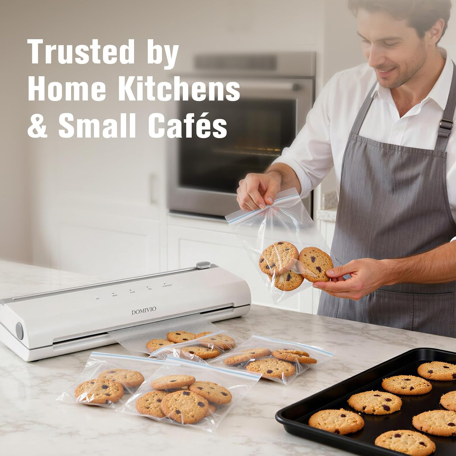 6-in-1 Vacuum Sealer Machine with 65kPa Suction, Built-In Cutter, External Vacuum Hose and 20 Pre-Cut Bags, White