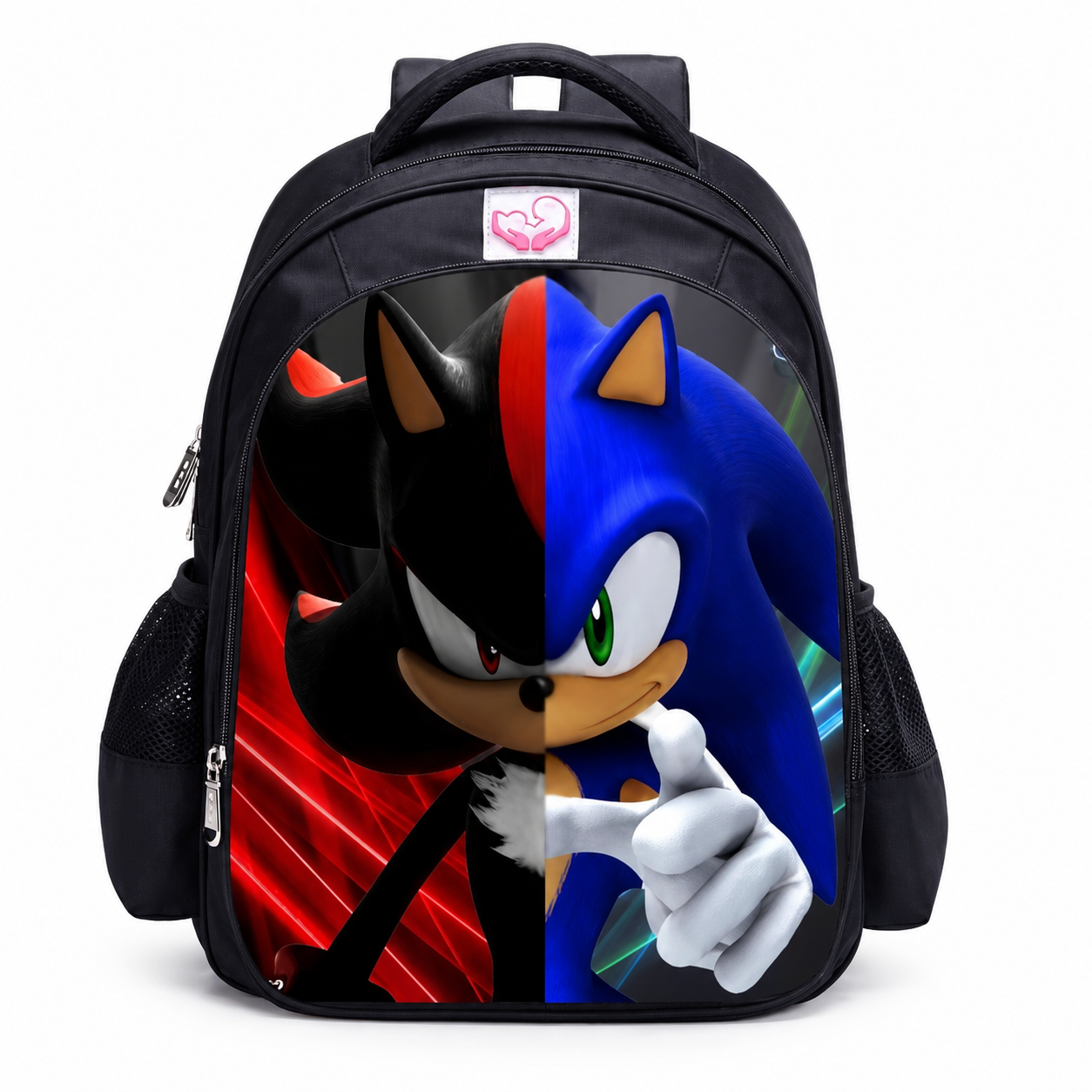 Kids School Backpack, Cartoon Character Print Bookbag with Front Zip Pocket and Dual Side Mesh Pockets, 16.5 x 12.6 x 6.7 in, Style E