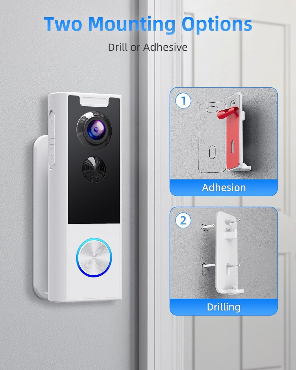 Wireless 2K Video Doorbell Camera – Smart WiFi Doorbell with PIR Motion Detection, Night Vision & Two-Way Audio