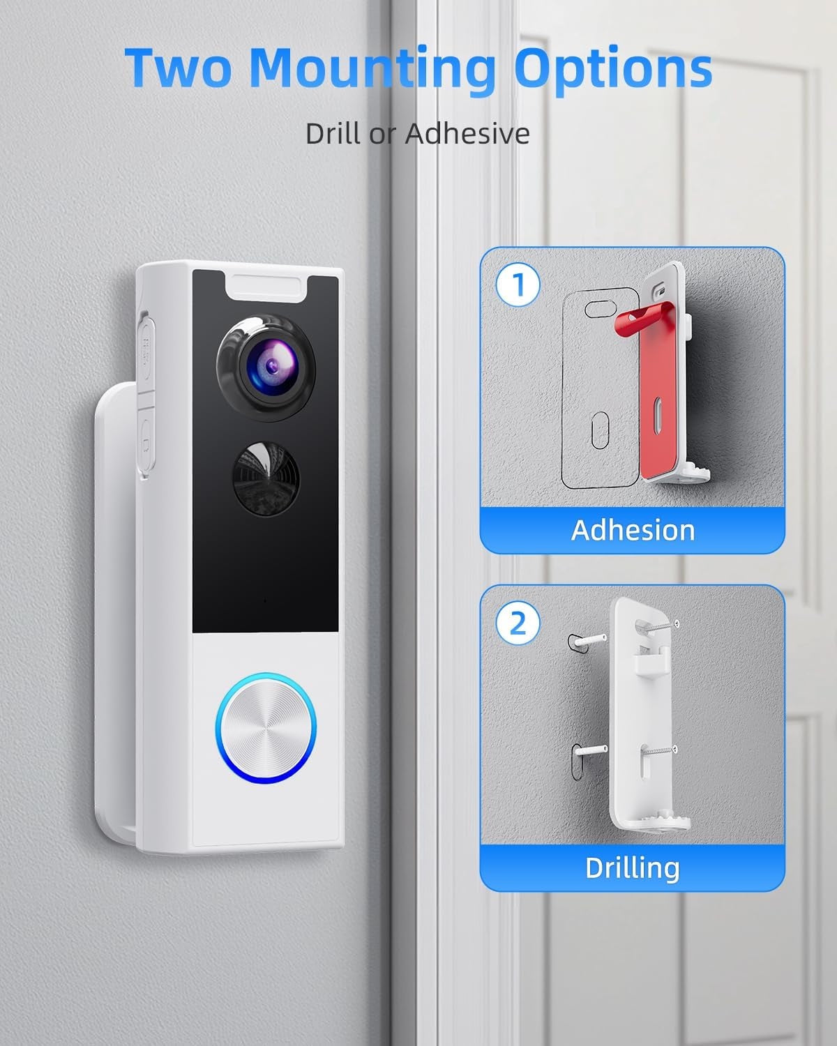 Wireless 2K Video Doorbell Camera – Smart WiFi Doorbell with PIR Motion Detection, Night Vision & Two-Way Audio