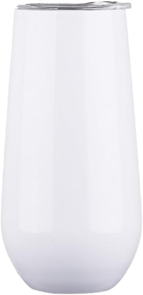 6 oz Stainless Steel Champagne Tumbler Stemless Glasses with Lid, Double Wall Insulated Travel Mug Perfect for Wine, Coffee, Drinks, Champagne, Cocktails, Colorfu