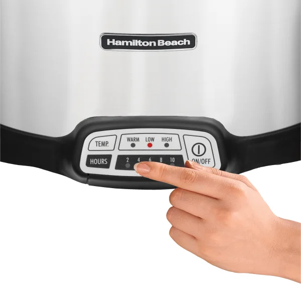 Open Box Hamilton Beach 6.62L (7 Qt.) Stay or Go Programmable Slow Cooker with Party Dipper – Stainless Steel