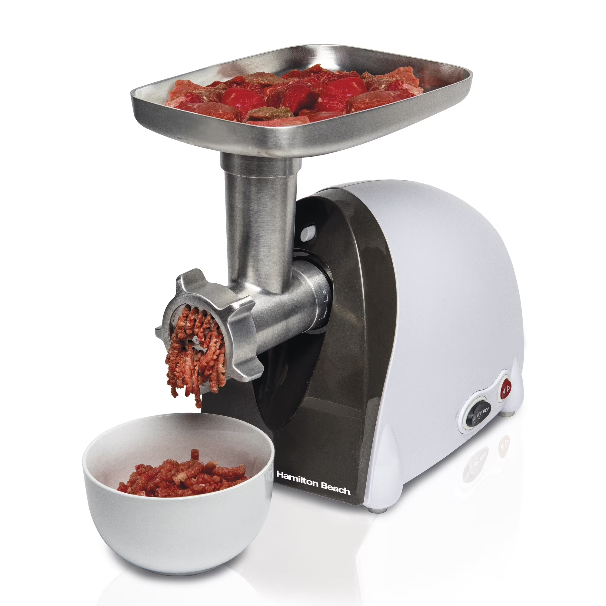 Hamilton Beach Electric Meat Grinder with Sausage Stuffer, Stainless Steel Grinding Components, Open Box