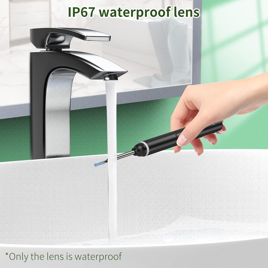 Wireless Ear Inspection Camera with 1920P HD Lens, 6 LED Lights and Cleaning Accessories – Black