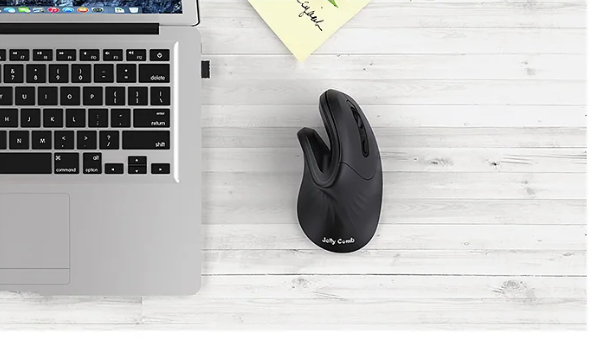 Jelly Comb MV045 Ergonomic Vertical Wireless Mouse – Bluetooth & 2.4G USB Dual Mode, Adjustable DPI Silent Click Mouse for Laptop, PC, Mac & Android