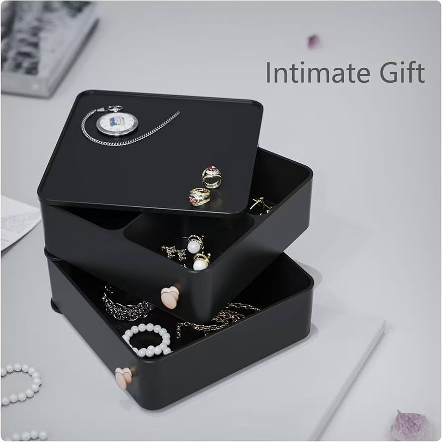 Rotating Makeup Organizer with Drawers – Stackable Cosmetic Storage Box, 360° Rotating Vanity Organizer for Skincare, Jewelry & Bathroom Countertop