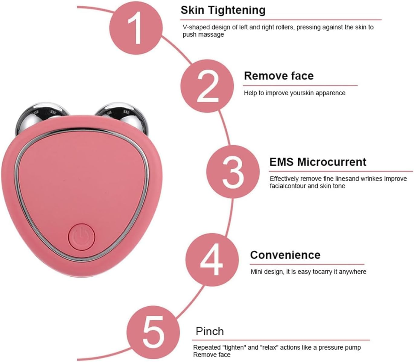 Skindion Levantamiento Facial, Skindion - Skindion Levantamiento Facial Con Microcorriente Antiarrugas, Rouleau de dispositif facial à microcourant, Mini masseur à rouleau USB, Anti-âge (White)