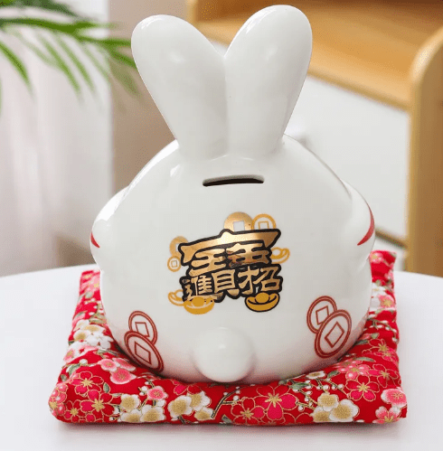 Cute Rabbit Ceramic Piggy Bank – Decorative Money Box for Home and Gift