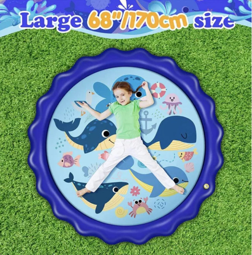 Kids Splash Play Mat | 68” Sprinkler Water Pad for Summer Outdoor Fun