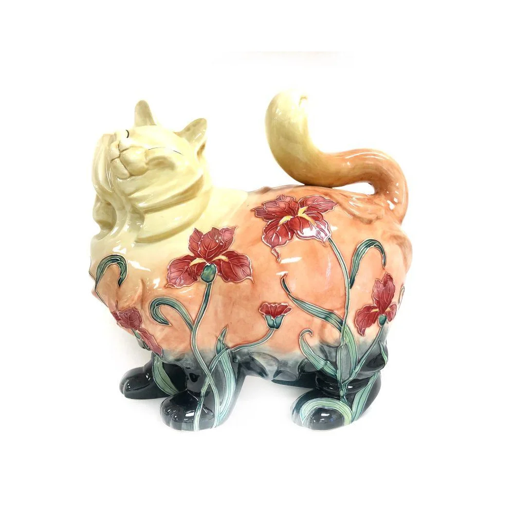 Flowers Big Cat Figurine