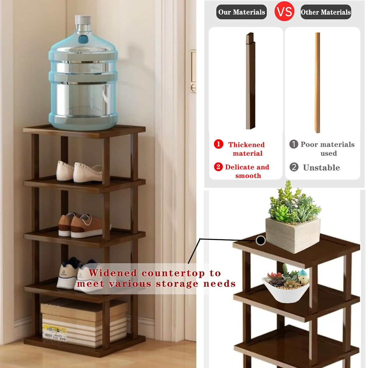 12-Tier Bamboo Shoe Rack – Stackable Freestanding Shoe Storage Organizer