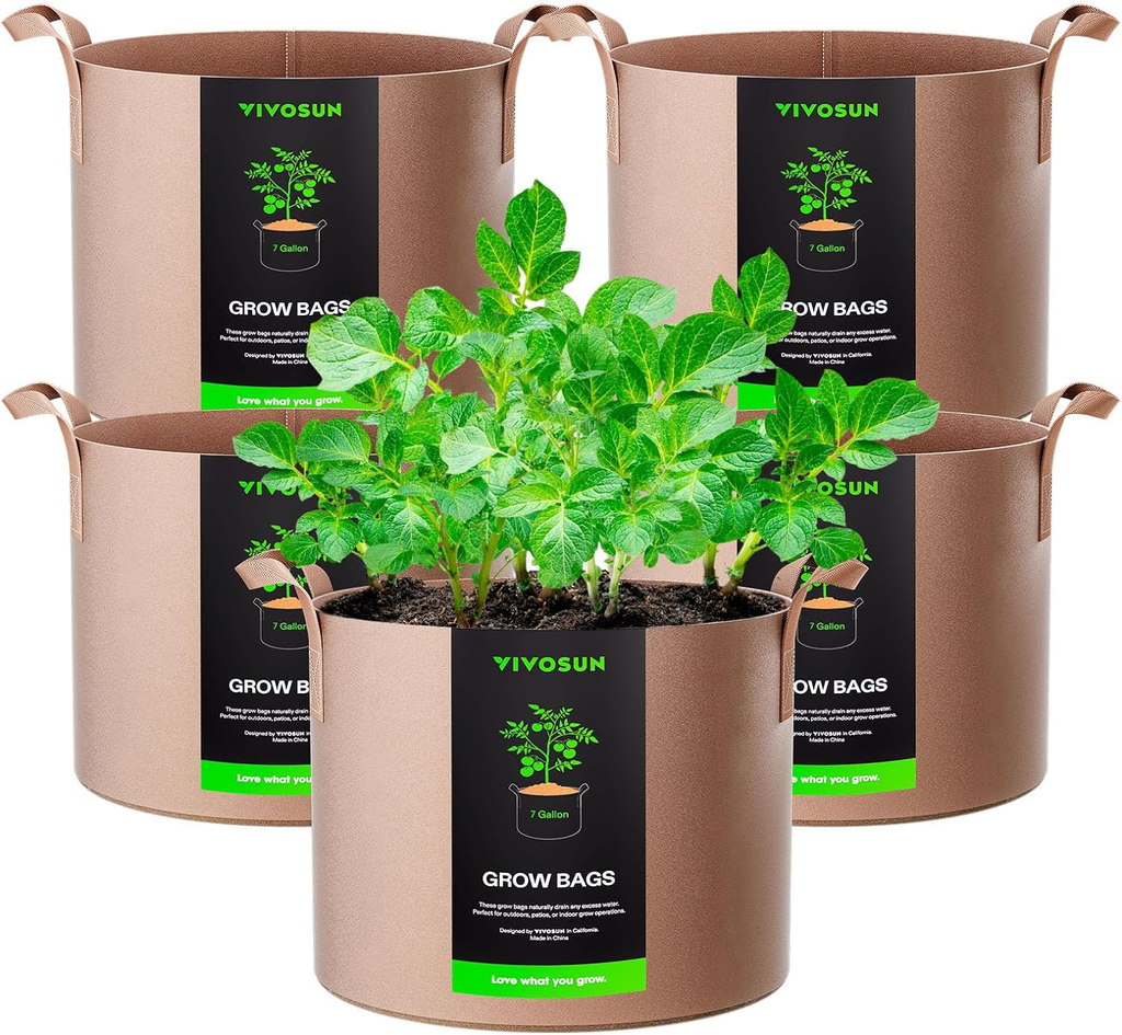 Fabric Grow Bags with Handles, Thickened Breathable Plant Pots, Nonwoven Garden Planters for Vegetables, Flowers, Indoor & Outdoor Gardening