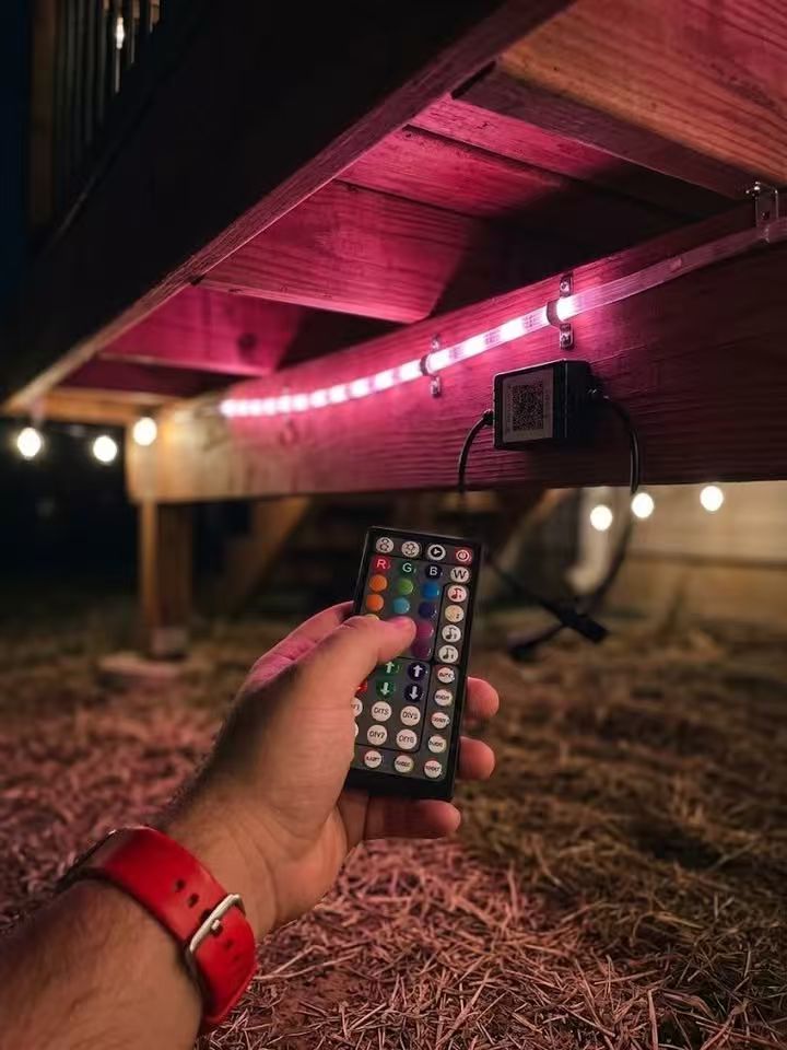 60ft Outdoor RGB LED Strip Lights with Bluetooth App Control, Remote & Music Sync