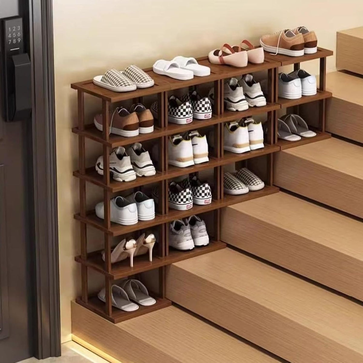 8-Tier Bamboo Shoe Rack – Freestanding Entryway Storage Organizer