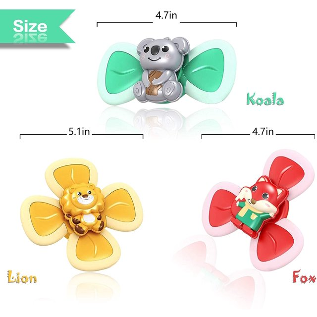 JHIJHOO Suction Cup Spinner Top Toy, Baby Early Learner Toys, Bath Toys for Kids(3PCS )