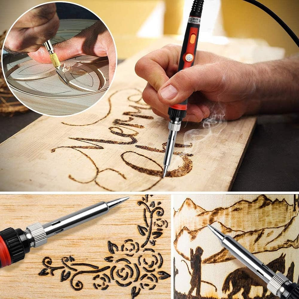 40W Wood Burning Kit – Adjustable Temperature Pyrography Pen Set with Tips