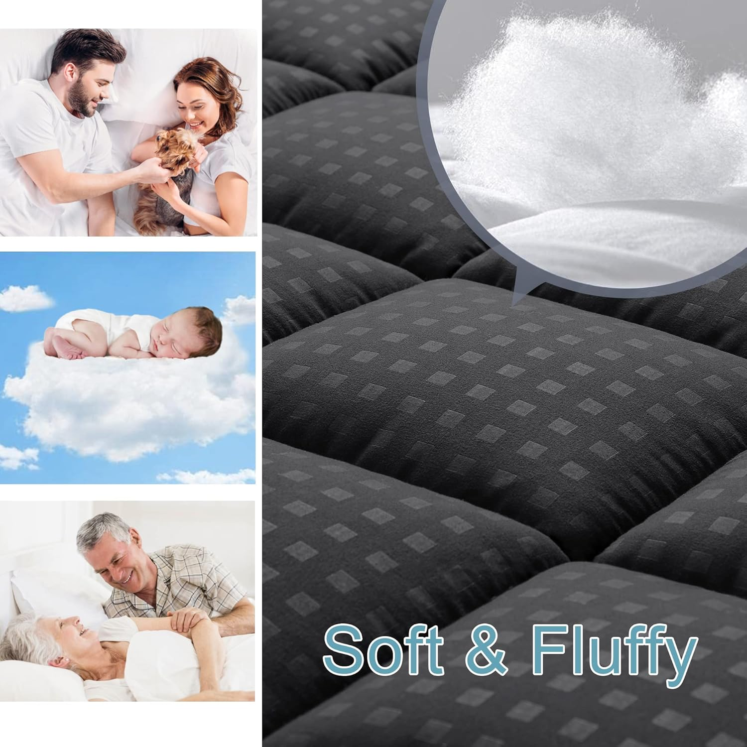 Quilted Mattress Pad Mattress Topper Mattress Protector, Deep Pocket Fit 8-21 Inch Mattresses, Soft Breathable Microfiber Cover