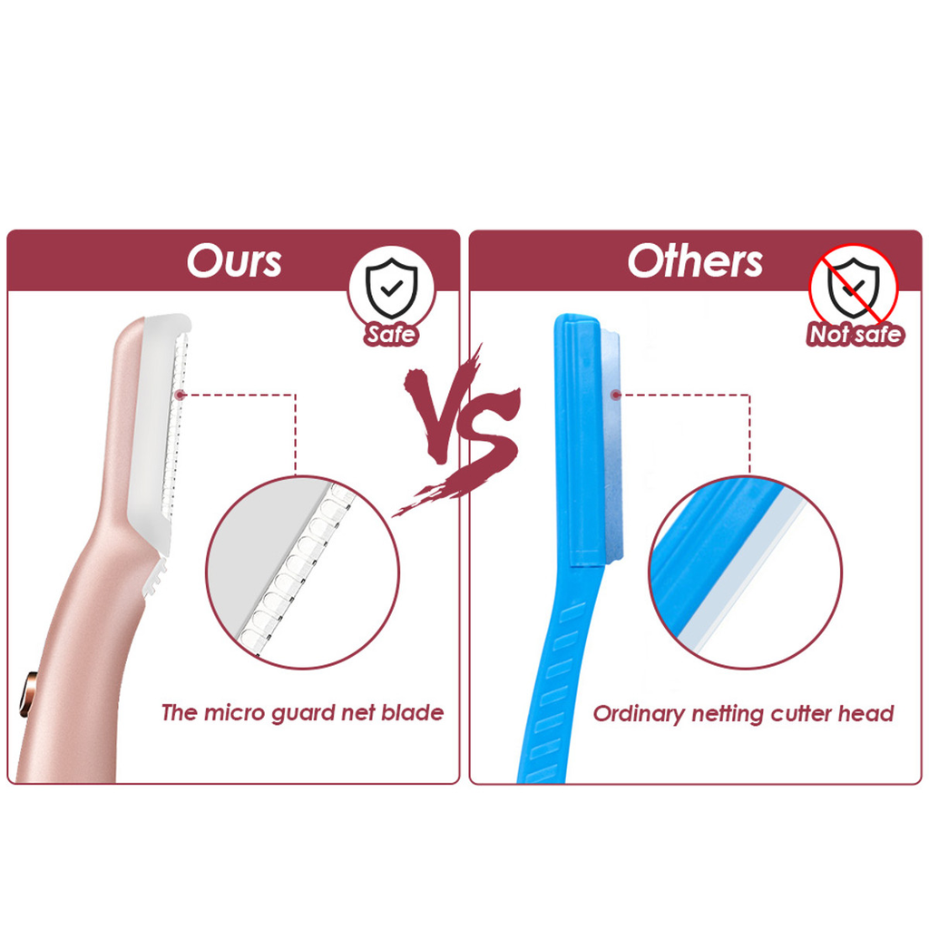 Hizek Eyebrow Razor Shaver with LED Light + 6pcs Cutter Head