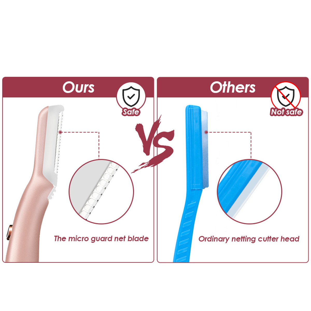 Hizek Eyebrow Razor Shaver with LED Light + 6pcs Cutter Head